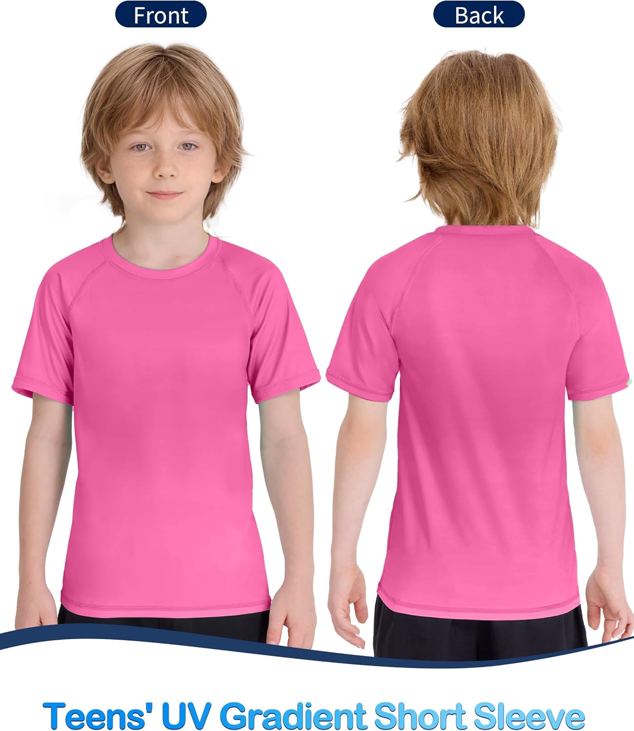Skiennix Boys' Rash Guard Swim Shirt - UPF 50+ Sun Protection | Short Sleeve for Kids & Youth