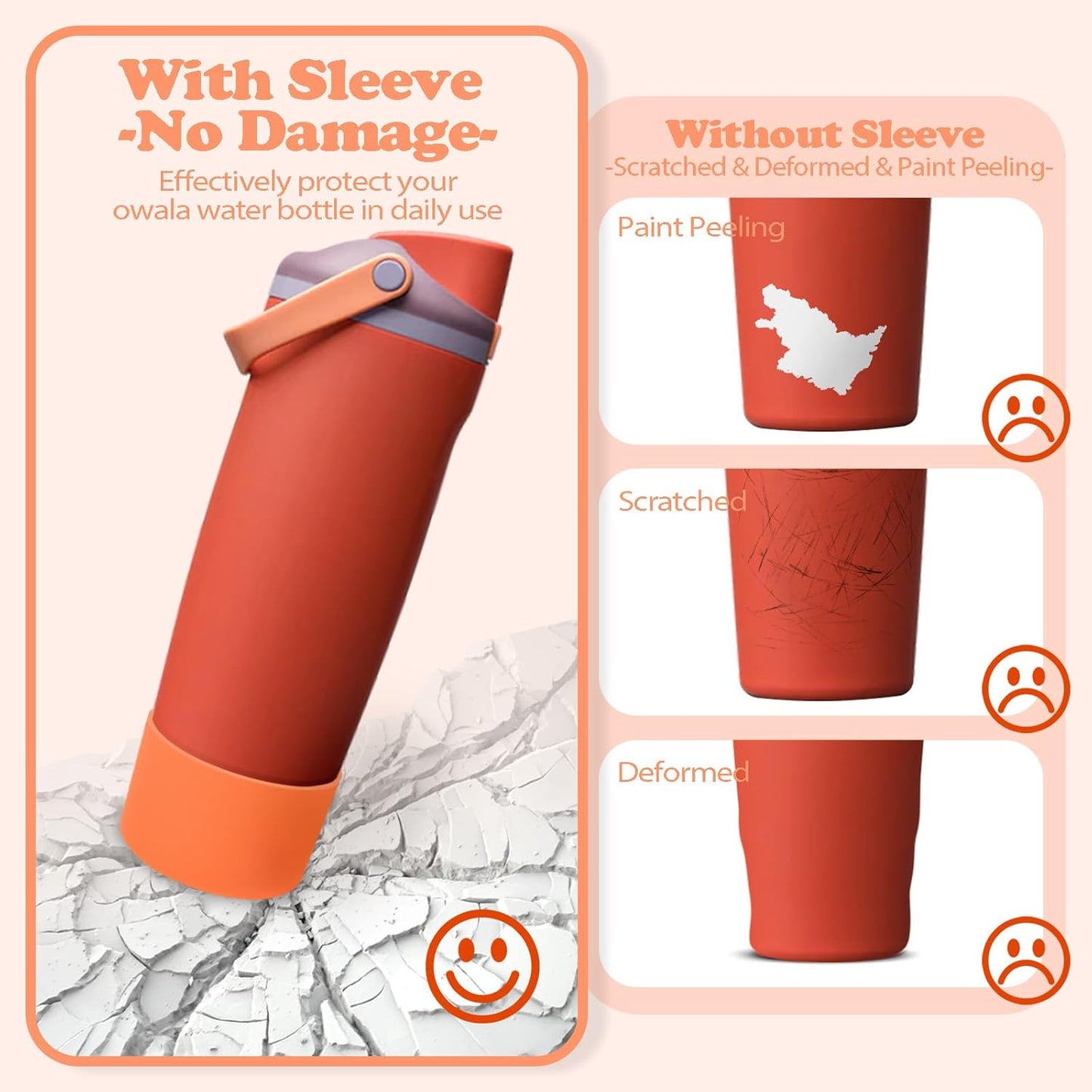 Owala Silicone Boot for 30oz & 40oz FreeSip Sway Bottles - Non-Slip, Scratch-Resistant Stability | 12 Colors Available (Terracotta Sunset)