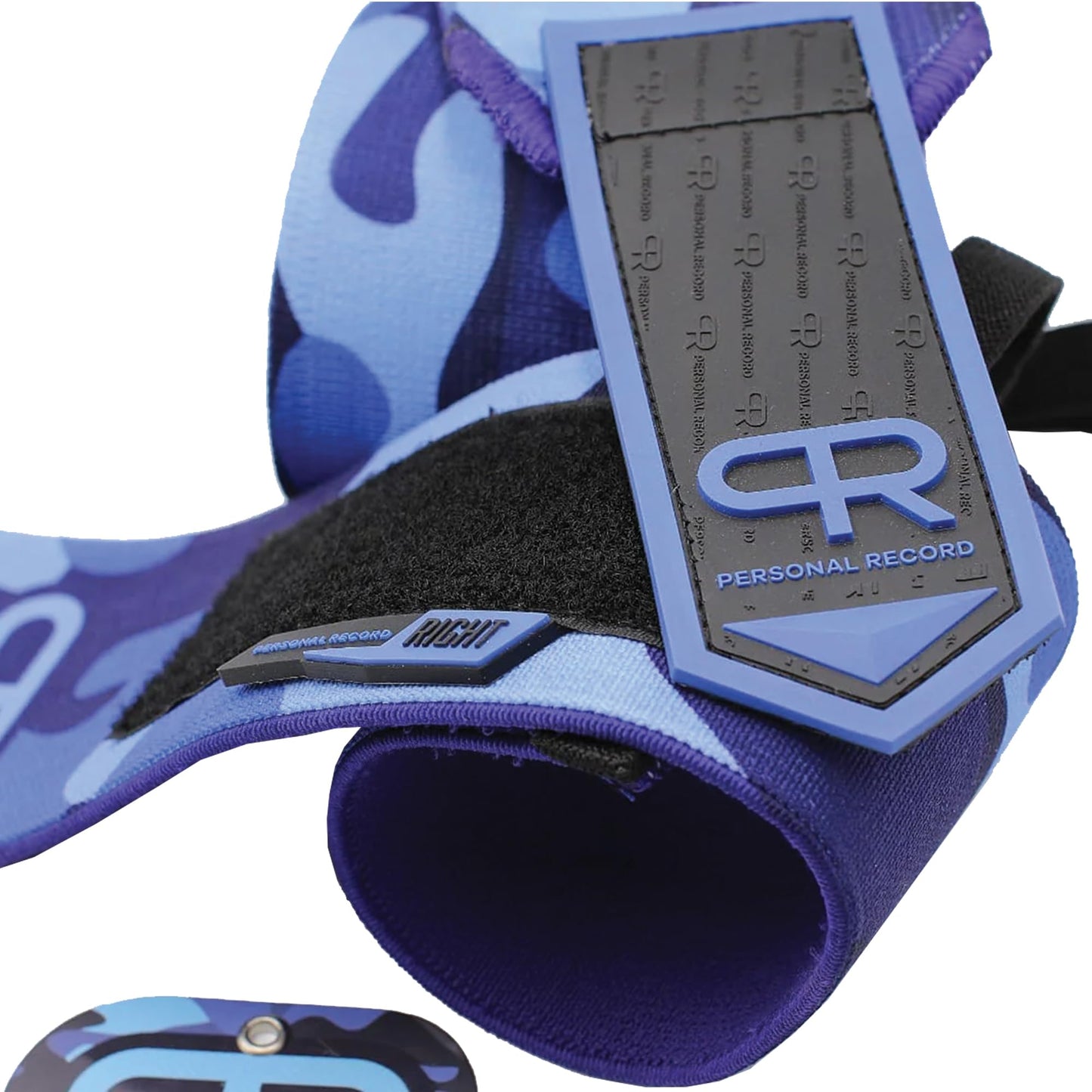 PR Personal Record Heavy Duty Premium Wrist Wraps, More Elasticity, Reinforced Stitching, Extra Wide Strap, Strong Thumb Loop, Larry Wheels Weightlifting Wraps, Lifting Wrist Wraps (Blue Camo)