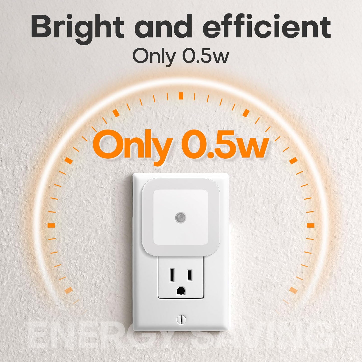 Amligy Night Light, 0.5W Daylight White LED Plug-in Night Light with Dusk to Dawn Sensor, Pack of 6 - Designed for Kids Room,Bedroom, Bathroom, Stairs, Kitchen