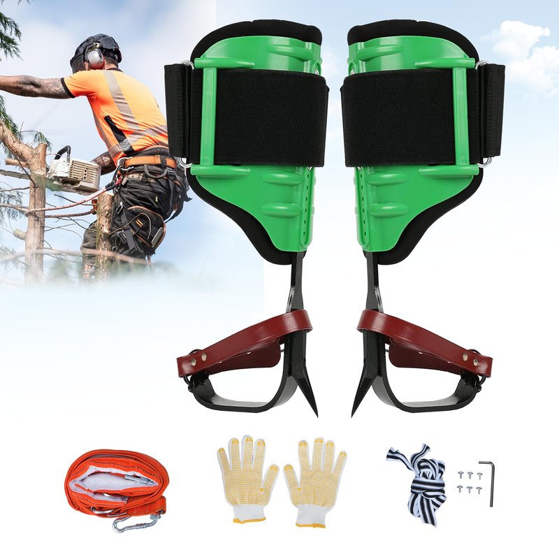 tonchean Tree Climbing Spikes, Height Adjustable Tree Climbing Gear, 350lbs Load Capacity Climbing Spurs Arborist Equipment Tree Climbing Kit for Tree Work, Climbers, Hunting, Fruit Picking