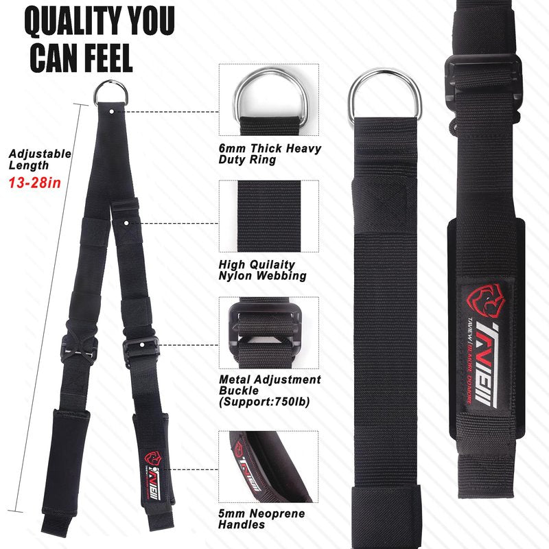 TAVIEW Tricep Rope Adjustable Cable Attachment (13-28 inches),Tricep Pull Down Rope Extension Straps Cable Crossover Accessories (Adjustable Length