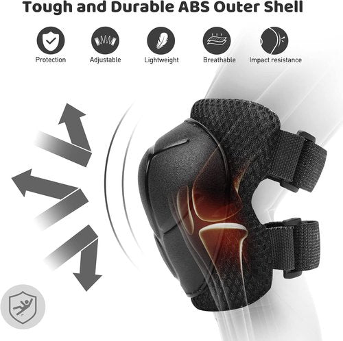 KUYOU Kids Protective Gear Set - Knee & Elbow Pads for Roller Skating, Cycling, BMX, and Skateboarding