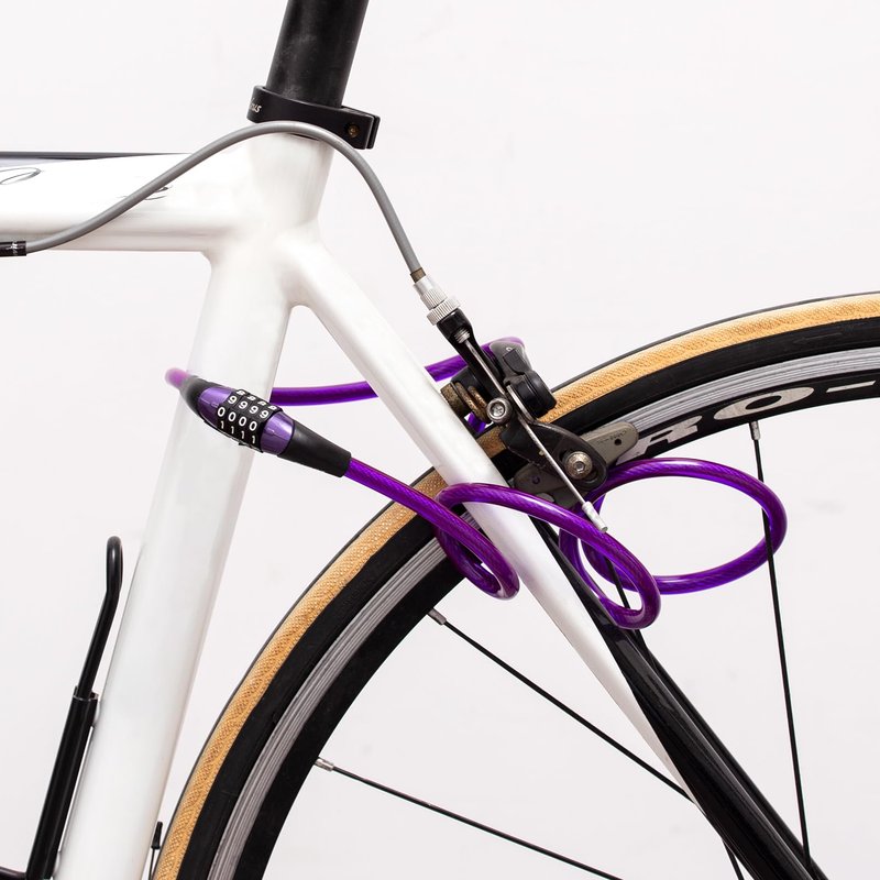 MEETLOCKS Combination Bike Cable Lock, Lightweight Mini Bike Lock for Kids Bike,Cable Size 1/3" x 4', Purple Security Cable Lock