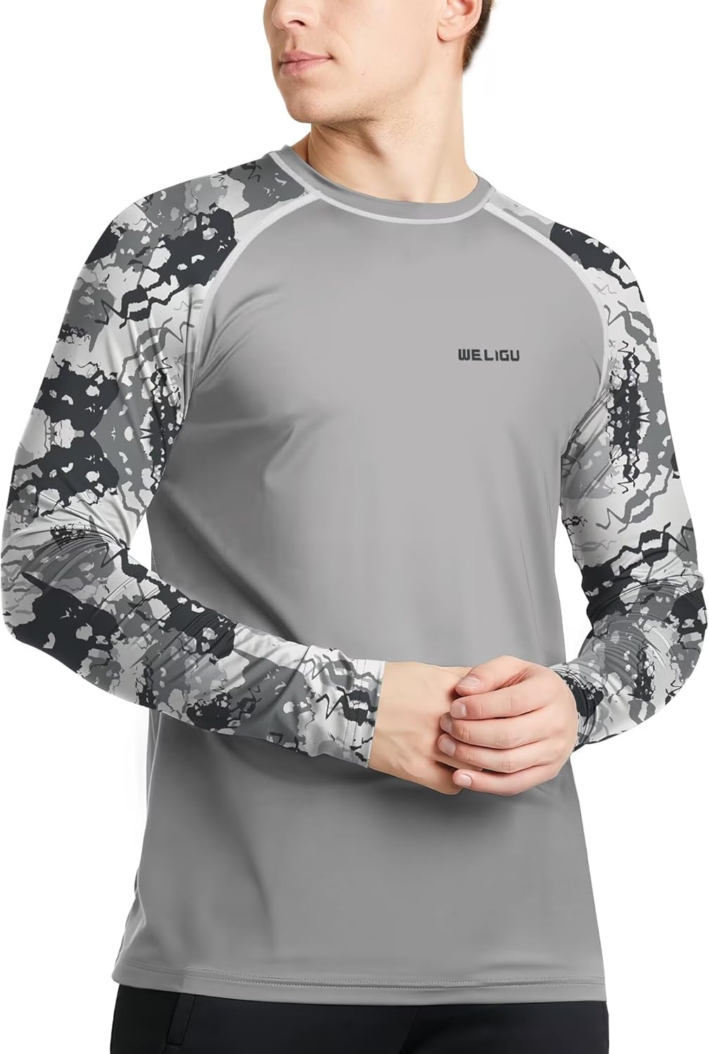 Skiennix Men's Long Sleeve Swim Shirt - UPF 50+ Sun Protection for Fishing & Hiking