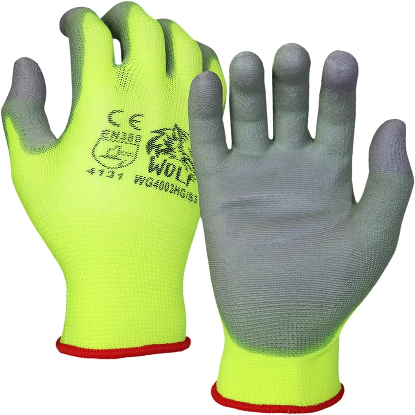 WOLF Work Gloves - Polyurethane Palm Coated Nylon for Construction & Gardening | Durable & Comfortable