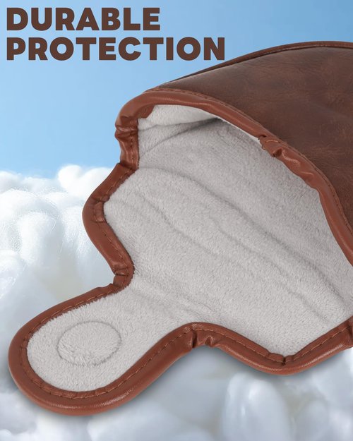 Big Teeth Golf Mallet Putter Cover Headcover Club Protector Magnetic Closure for Scotty Cameron Taylormade Odyssey 2 Ball Club Retro Brown Color