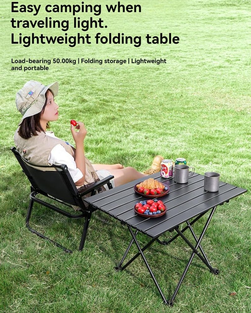 Simidobook Folding Camping Table – Ultralight Aluminum Portable Table for Camping, Hiking, Backpacking, Picnic, Beach, BBQ – Compact Lightweight Collapsible Travel Side Table for Outdoor, RV, (1)