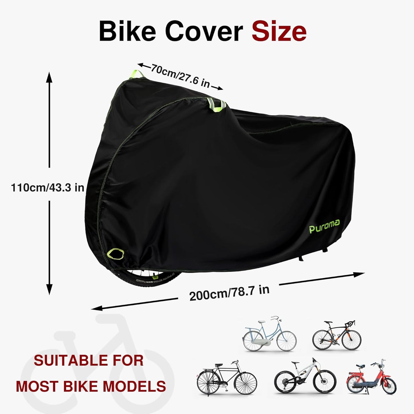 Puroma Bike Cover - 210D Waterproof Outdoor Storage for 1-3 Bikes | UV, Dust & Wind Protection