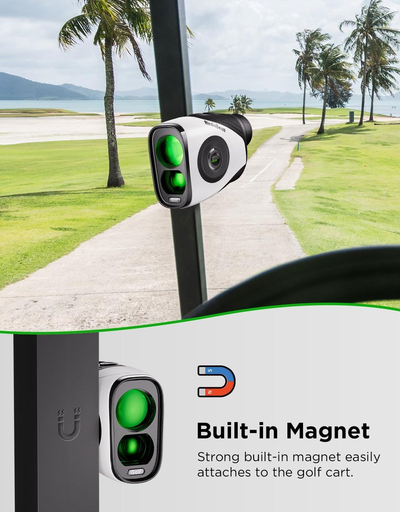 BirdieBeam Golf Rangefinder with Slope, 1200Y Precision Range Finder for Golf, 7X Magnification, Flag Lock with Vibration, Strong Magnet, Ultra-Clear Display, USB-C Rechargeable, Waterproof