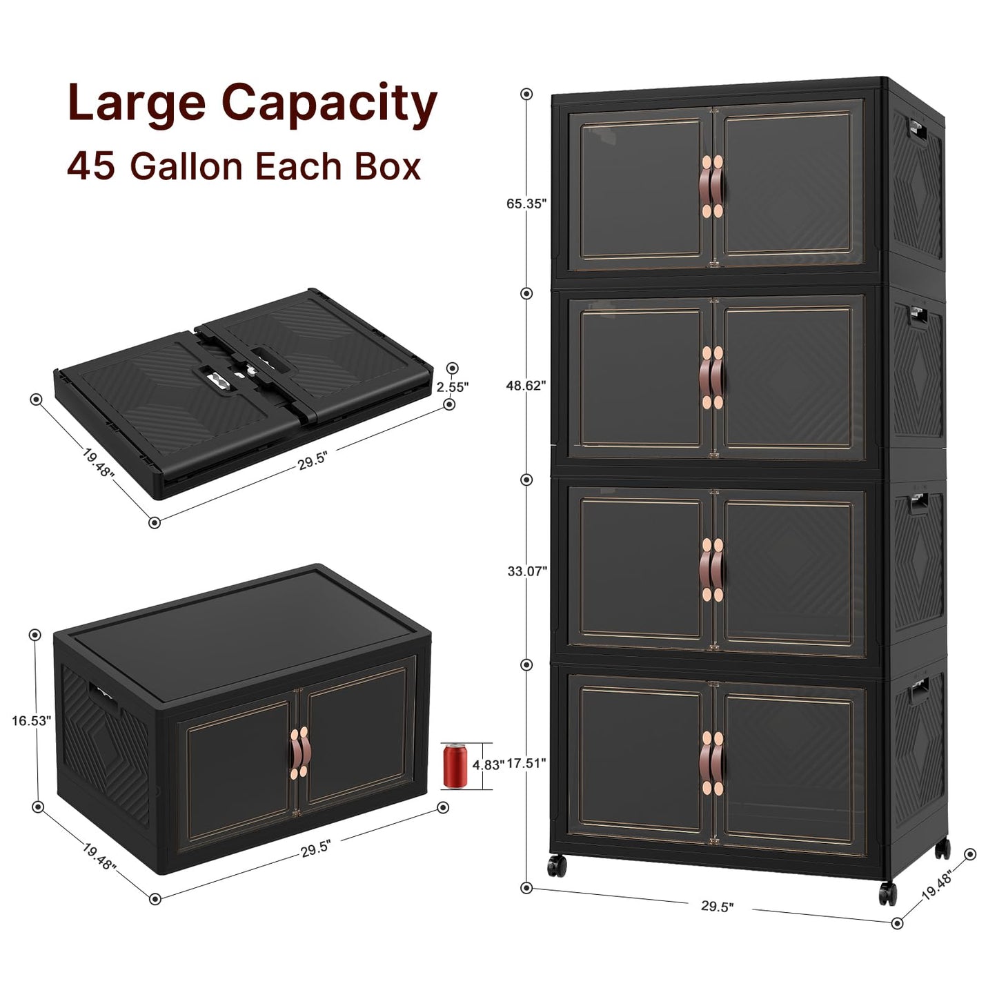 UAMFURI Stackable Storage Bins with Lids, 720QT Lockable Storage Cabinet