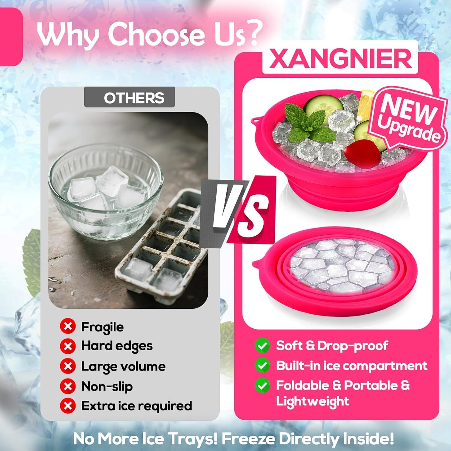XANGNIER Face Bowl - Collapsible Silicone Ice Bath for Cold Plunge Therapy | Black Spa Tool for Skin Tightening & Acne Relief