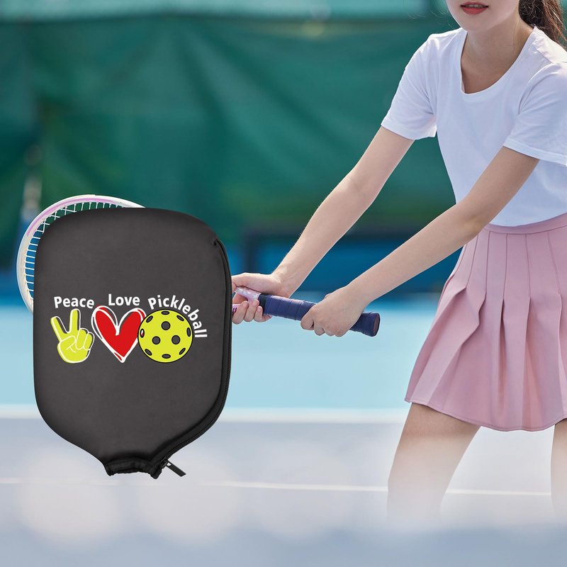 HOLLP 2PC Pickleball Paddle Covers Peace Love Pickleball Pickleball Racket Bag Gift For Pickleball Players (Peace Love Pickleball)