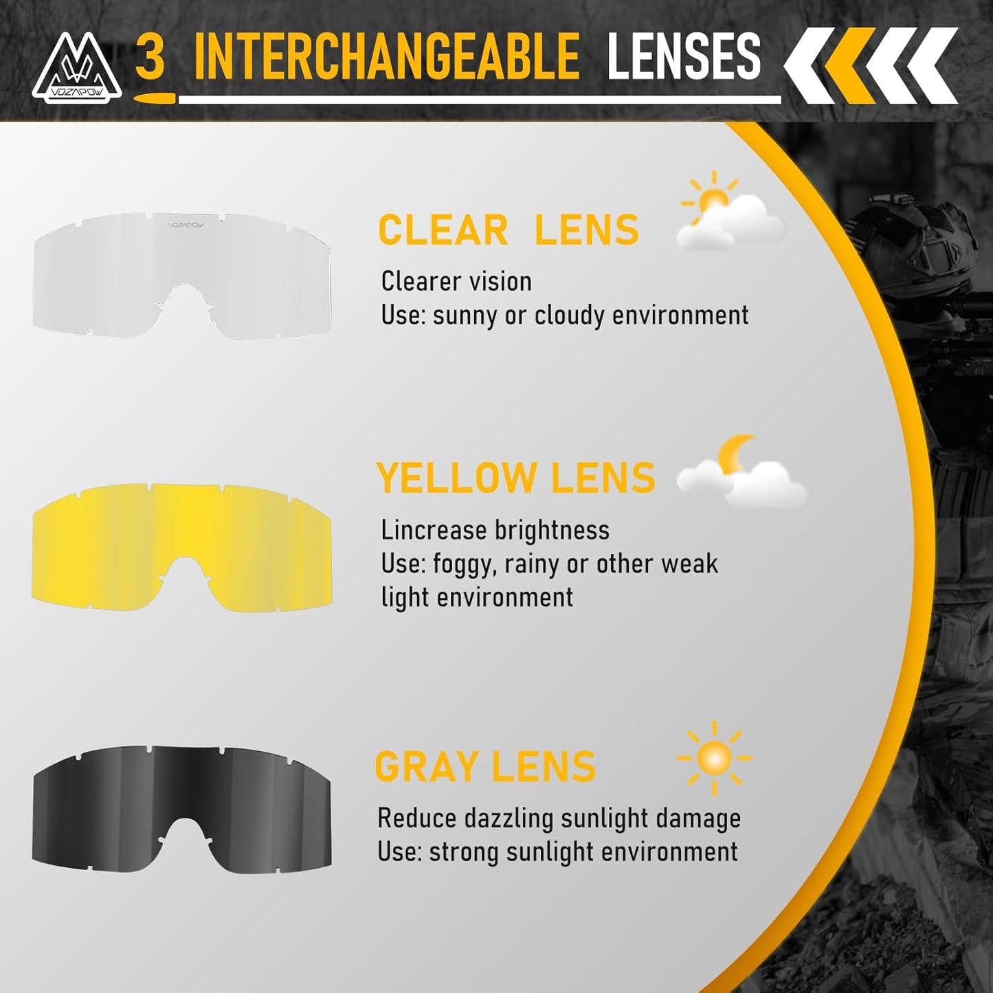 Skiennix Airsoft Goggles - Anti-Fog, ANSI Z87.1 Certified, Impact Resistant Tactical Shooting Glasses