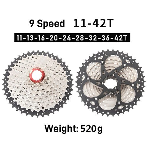 goucrro Bike Cassette 9-Speed Cassette 11-32T, 11-36T, 11-40T, 11-42T, 11-46T, 11-50T Bicycle Cassettes & Freewheels Fit Mountain Bike, Road Bicycle