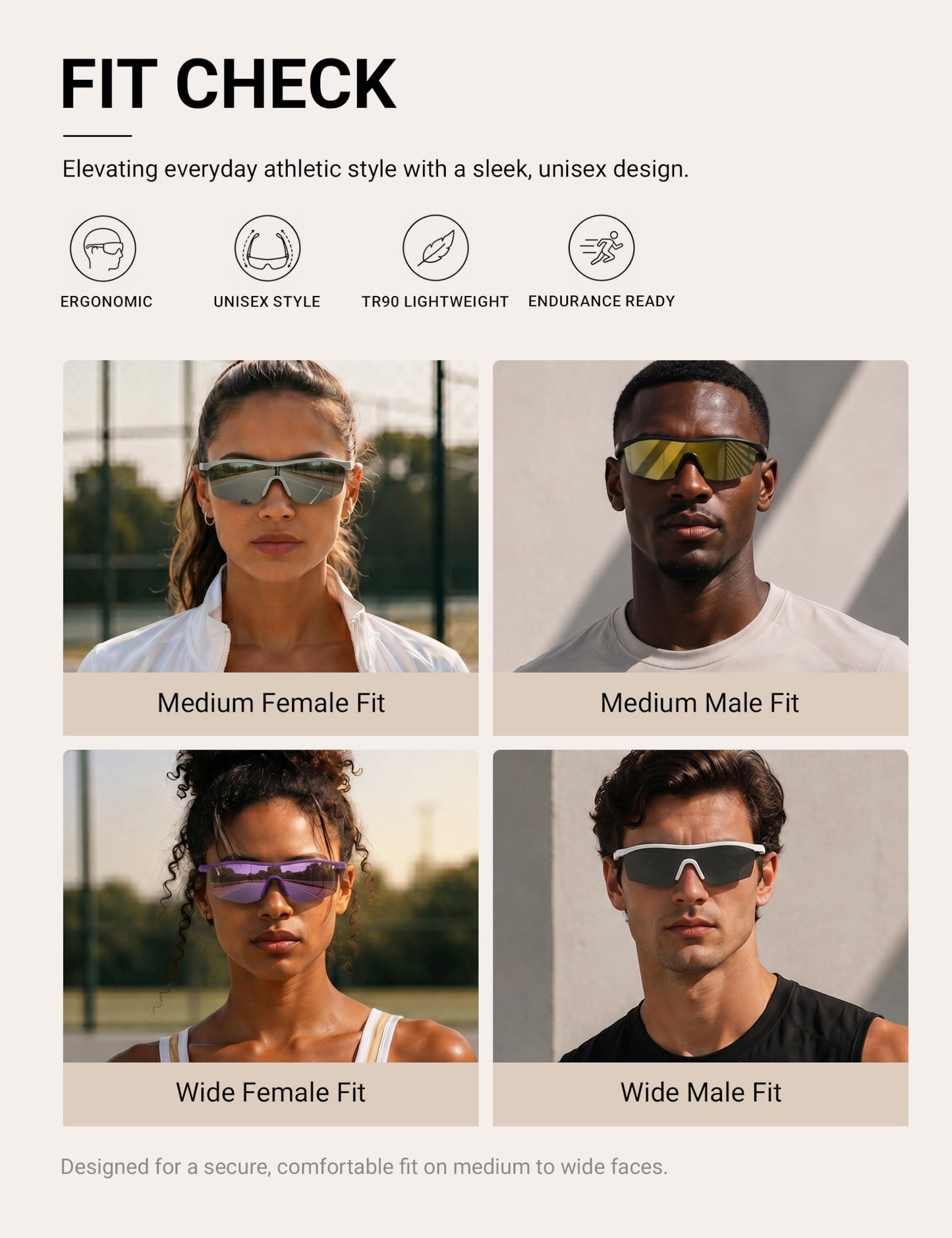 TIJN Anti-Slip Sports Sunglasses for Men Women, UV400 Running Baseball Cycling Golf Hiking Fishing Wrap Around Outdoor Glasses, Mechapulse