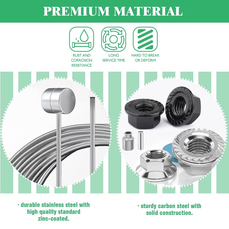 Yauhar 72Pcs 3 Size Bicycle Hub Flanged Axle Nut and Safety Washer Kit with Universal Bike Brake Cable Gear Shifter Cable Wire for Road and MTB Bike