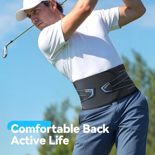 AGPTEK Back Brace for Lower Back Pain Relief, Breathable Air Mesh Back Support Belt with Ergonomic 3D Lumbar Pad for Work, Sciatica, Scoliosis, Herniated Disc, Adjustable Dual Straps, for Men Women (Large)