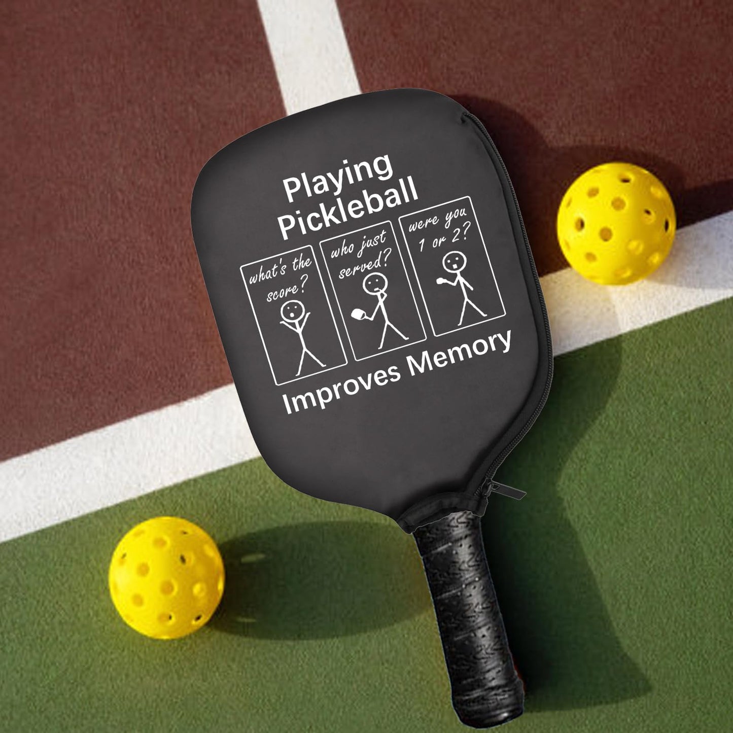 PWHAOO 2PC Funny Pickleball Paddle Pouch Gift Pickleball Paddle Protector Impeccable Gift For Pickleball Players & Fans (Playing Pickleball Paddle)