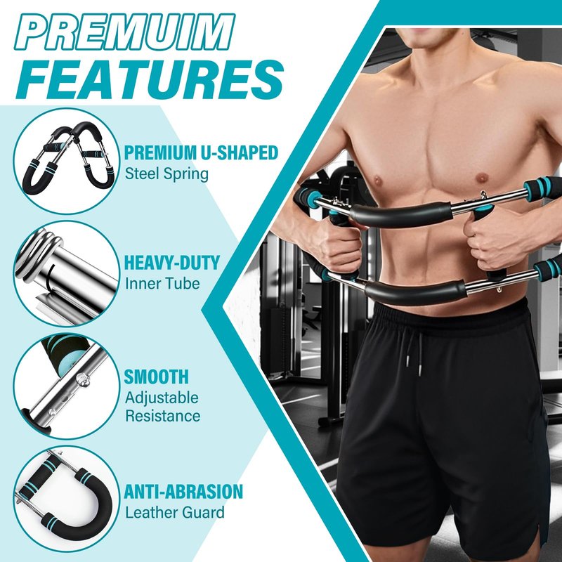 Twister Arm Trainer, 60-110lb Arm Exerciser, Adjustable Chest Workout Equipment Power Twister Bar for Upper Body Strength Training, Arm Strength Trainer Forearm Shoulder Home Fitness Equipment