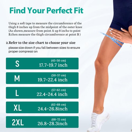 Hamstring Compression Sleeve (Pair) – Copper Thigh Support for Women & Men Relieve Groin Pull (Black, Medium)