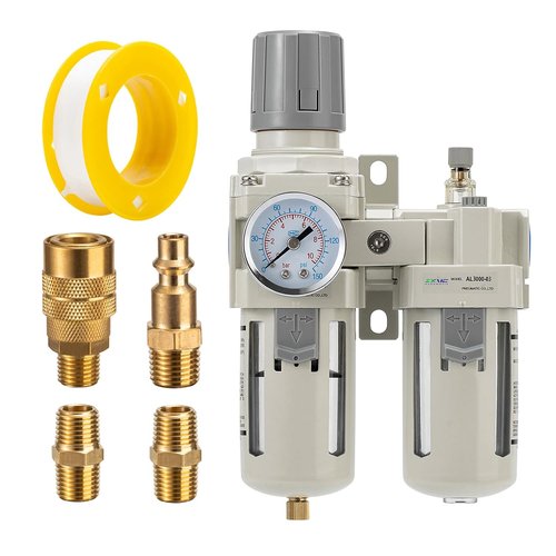 **Regine Switzerland Compressed Air Filter Regulator - Water/Oil Trap Separator (0-150 PSI) | Semi-Automatic Drain**