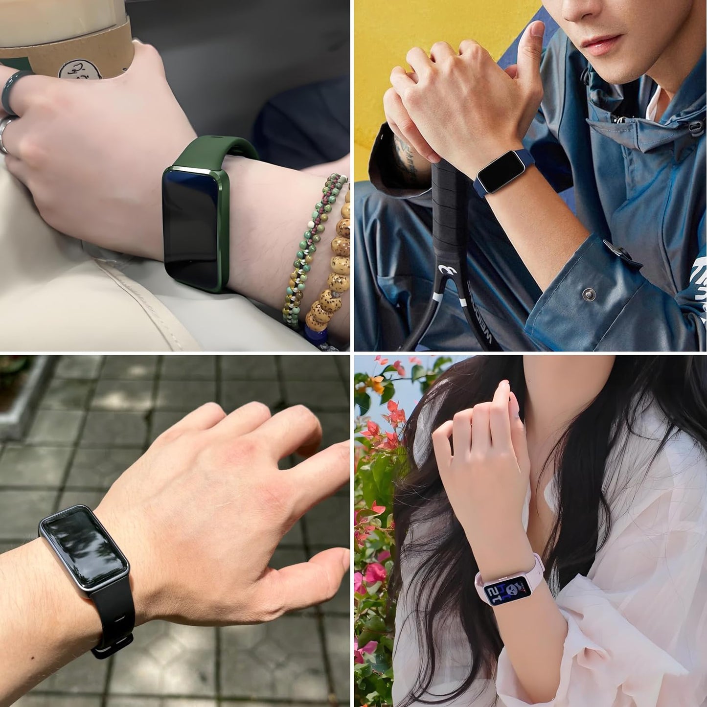 Z.DuDuZAZA Compatible for HUAWEI Band 9 (8/9/10) Straps [10 Pack] Durable Silicone Replacement Wristband Adjustable for Women Men, Fashion Sport Smartwatch Belts for Hua Wei Band 8 9 10