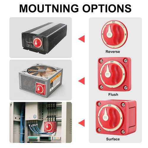Akozon Battery Disconnect Switch - 300A 3 Position Dual Circuit Selector | IP66 Waterproof for Marine, RV, Truck, Car