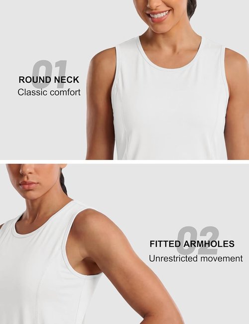 MAGCOMSEN Women's Sleeveless Workout Tank Tops - UPF 80+ Dry Fit for Summer Athletic Wear