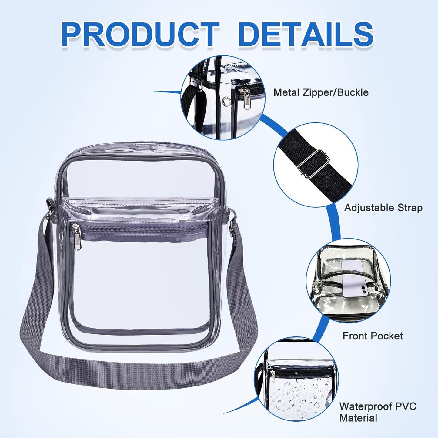 USPECLARE Clear Purse - Stadium Approved Clear Messenger Bag for Men & Women | Durable & Stylish