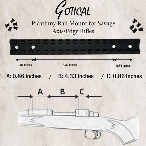 GOTICAL Picatinny Rail Mount for Savage Axis/Edge Rifles Mounting Hardware Included Allows for Picatinny or Weaver Standard Scope Rings Mounts Red Dots Flushlights Lasers