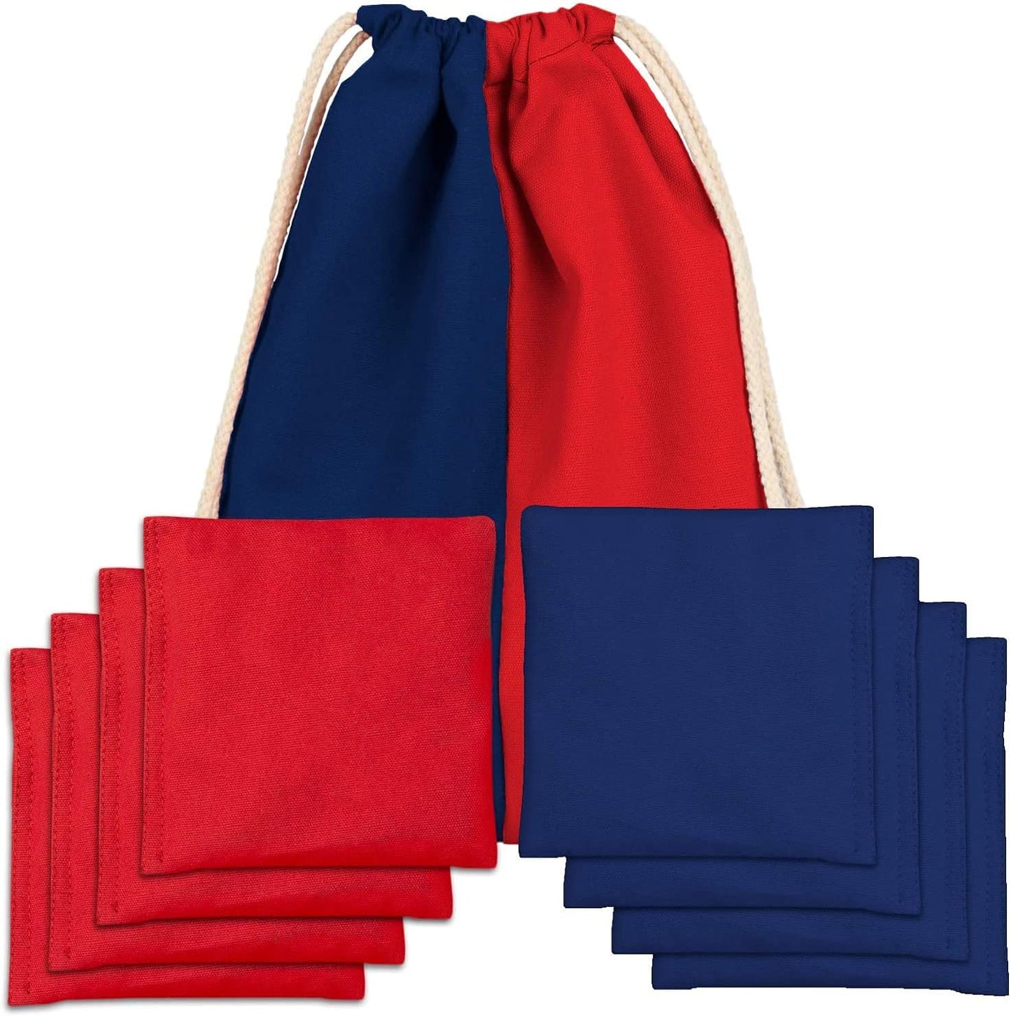 Skiennix Cornhole Bags - Set of 8 Regulation Size Bean Bags - Durable Red & Navy Blue Design
