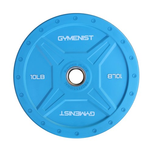 GYMENIST Bumper Plates Commercial Olympic Size Heavy Duty Weight Plates for 2 Inch Barbell (10 Lb - Light Blue) (G341-10)