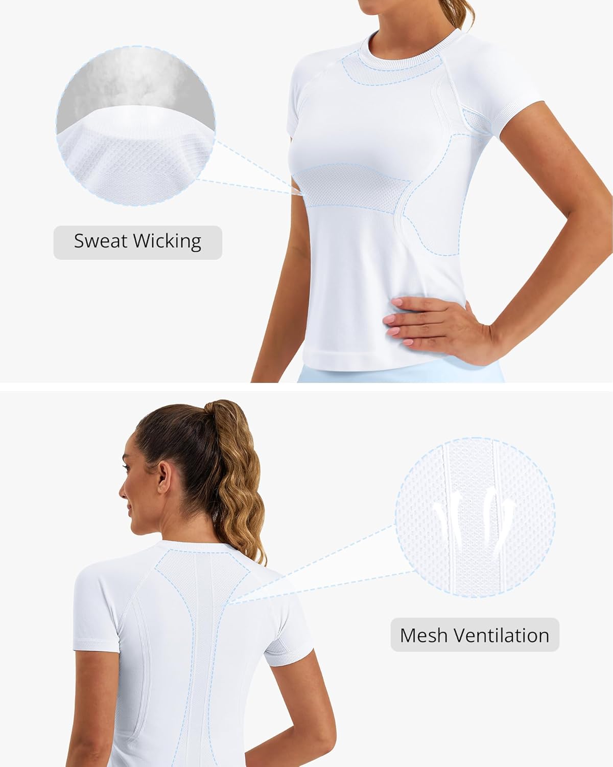 Stelle Women's Workout Tops - Short Sleeve Seamless Athletic Shirts for Yoga & Gym | Breathable Tees