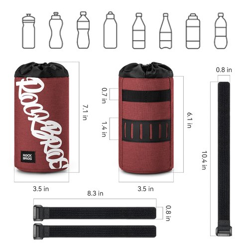 ROCKBROS Bike Water Bottle Holder Handlebar Bike Feedbag with Quick Access, Universal Compatible with Road Bike MTB E-Bike Cruiser Scooter Wheelchair Bottle Cages