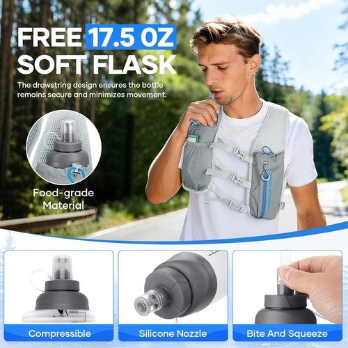 Maelstrom Hydration Running Vest - Adjustable & Lightweight with 500ml Soft Flask | Ideal for Trail Running, Hiking, Cycling & More
