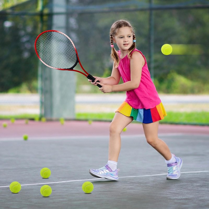 ZHUOKECE 21" Tennis Rackets for Kids, 2 Players Recreational Tennis Rackets Set for Beginners with 4 Tennis Balls, 3 Overgrips, 1 Tennis Bag (Blue)