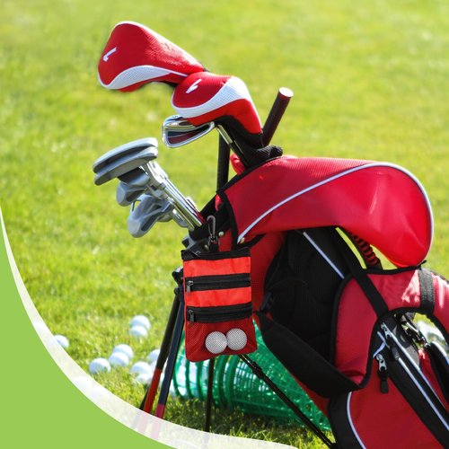 Cosblank 4 Pcs Golf Tee Holder 3 Zippered Golf Pouch Bag for Valuables Portable Ball Accessory Pouch for Men with Clip to Bag for More Storage, Easy Access, Black, Red, Blue, Gray
