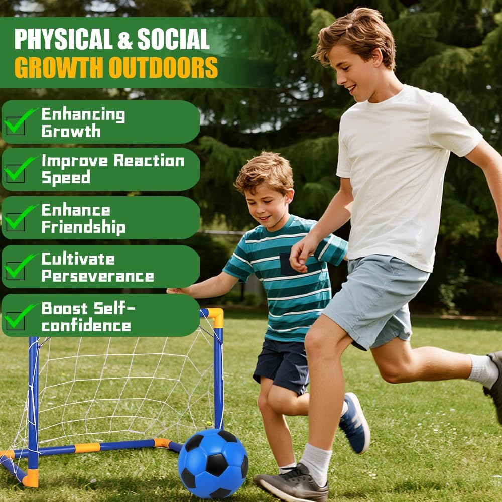 Soccer Goal Set - Portable Mini Soccer Net with 3 Balls | 23" W x 18" H x 12" D - Ideal for Kids & Youth Training