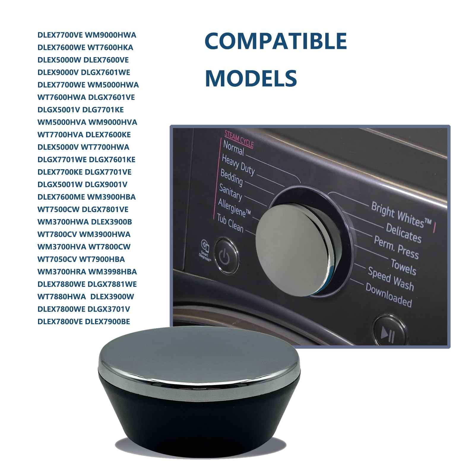 auaurly AEZ73913401 Knob Assembly Fits washers and dryers Chrome