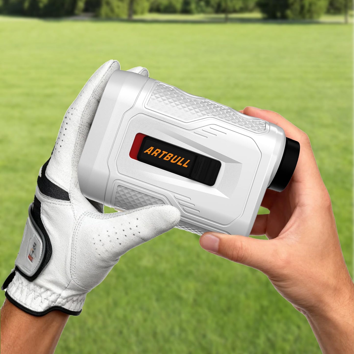 SG SURGOAL 7 in 1 Golf Laser Rangefinder 6X Magnification with Slope Switch Built-in Magnet, Flag Lock Vibration, USB-C Rechargeable White 650yd