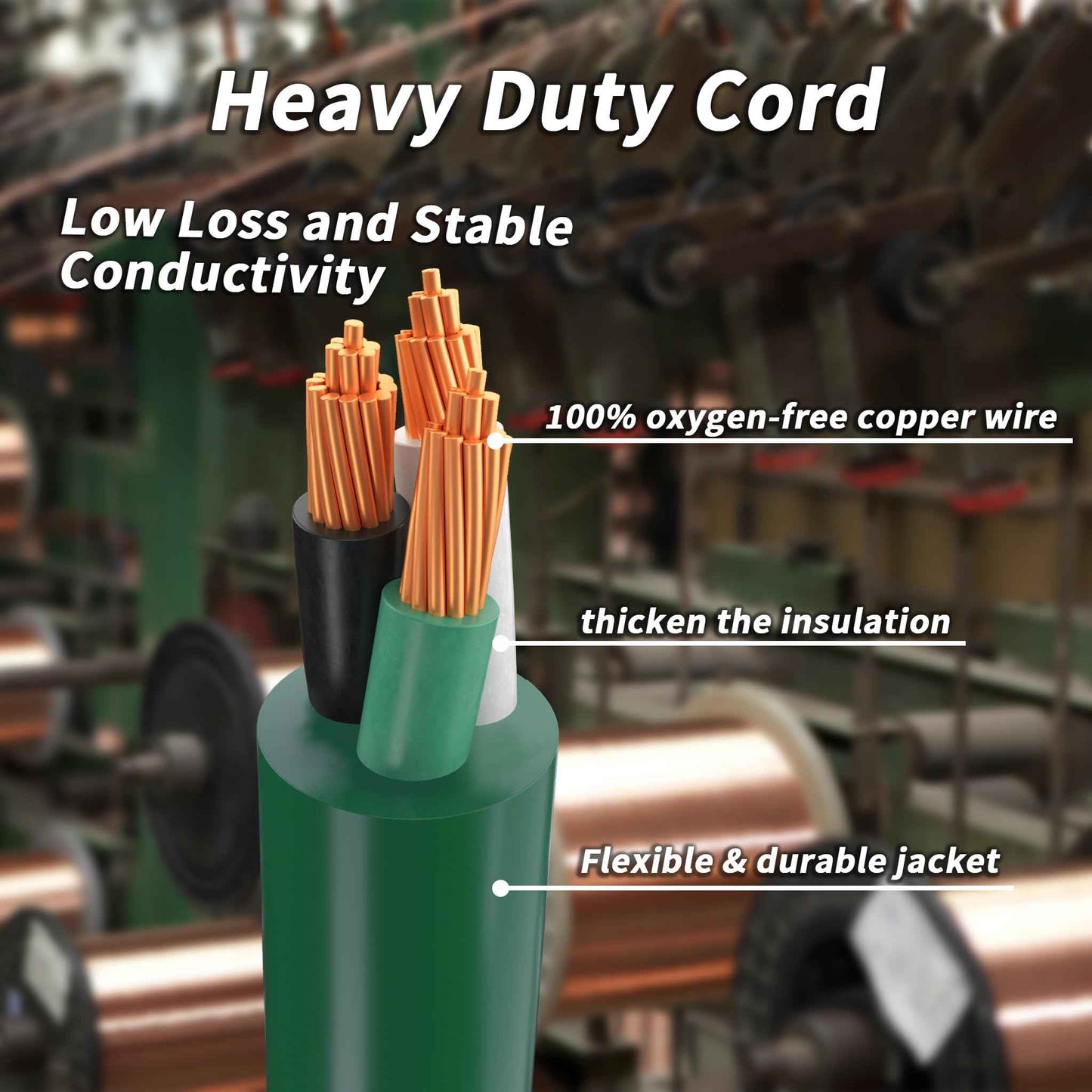 PlugSaf 1 to 3 Splitter Outdoor Extension Cord with Multiple Outlets; 25FT Total (7+6+6+6) 13FT End to End; 16/3 SJTW Green Extension Cord Outdoor Waterproof for Halloween Christmas; 16AWG 1625W ETL