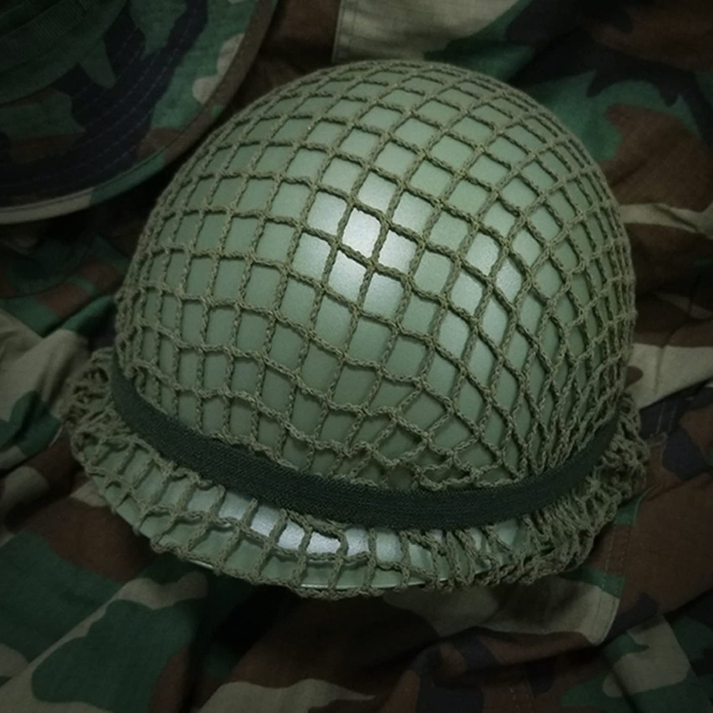 SYLPHID Outdoor Green WW2 US M1 Helmet Steel Field with Net Cover cat Eye Belt