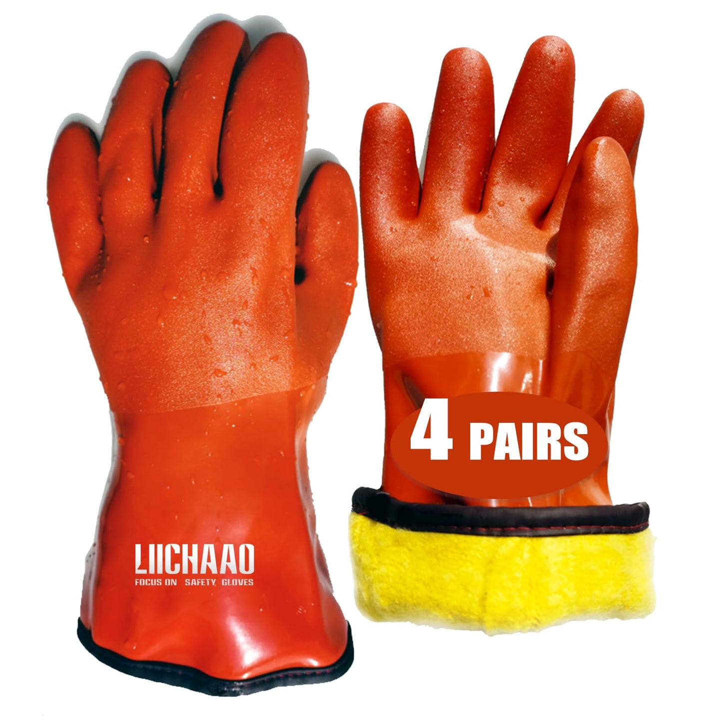 LIICHAAO 1-4Pairs Insulated&Waterproof,Chemical & Oil Resistant, Freezer Work,Warm Gloves,Non-Slip,Ultra Flexible(1 PAIR) (Large (Pack of 1))