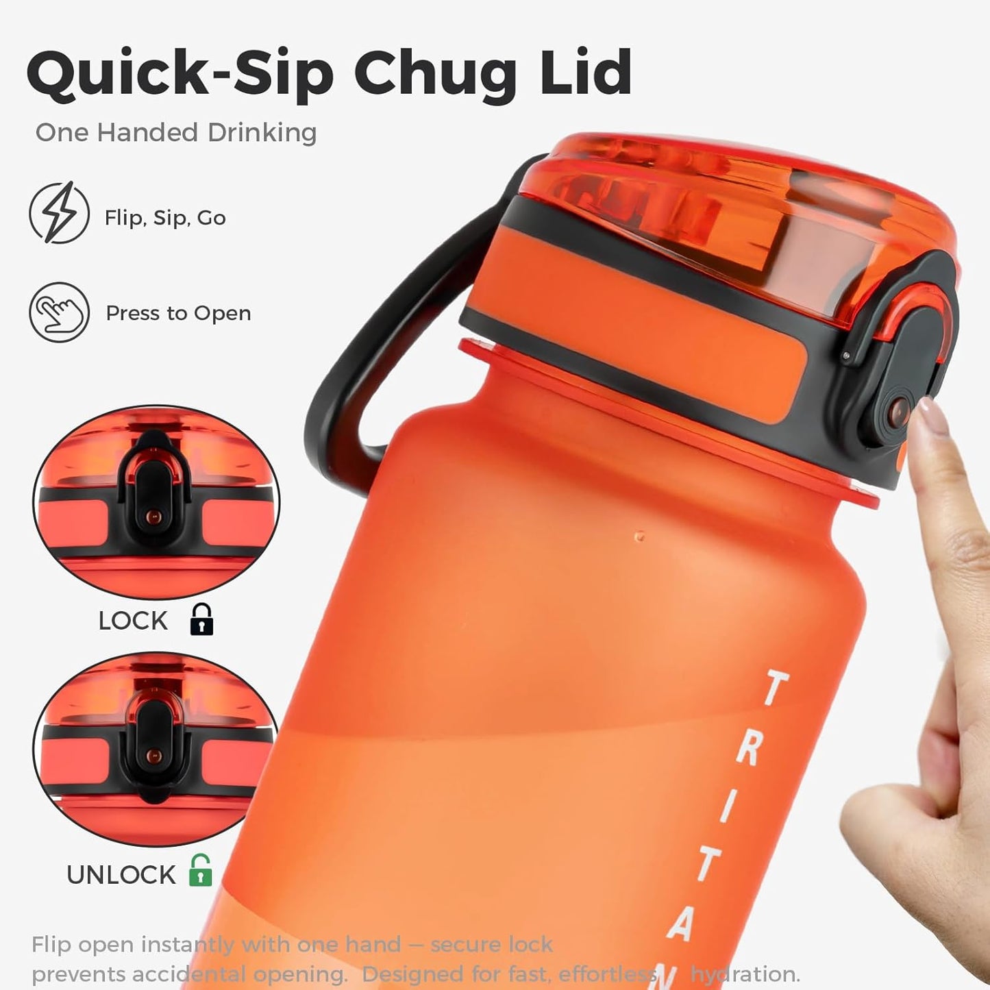 Skiennix 32oz Water Bottle - Frosted & Clear Tritan, Leakproof, Portable for Gym & Travel (Red)
