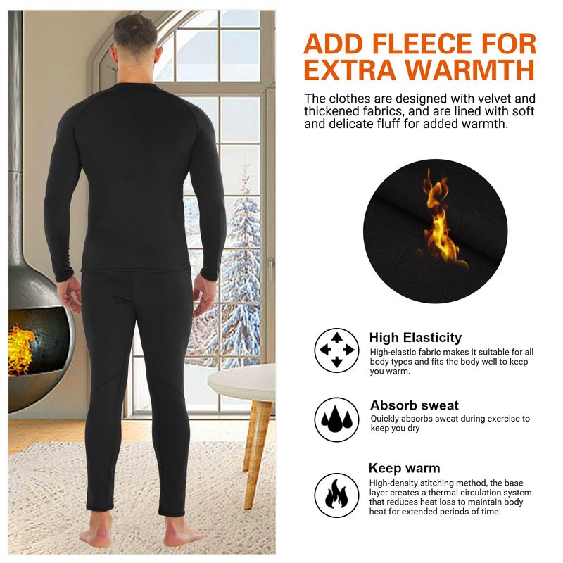 MEETYOO Men's Thermal Underwear Set Sport Long Johns Base Layer