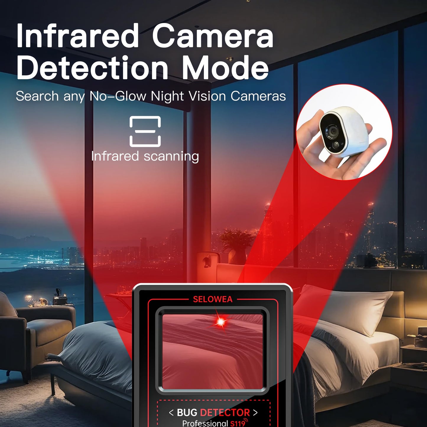 Portable Hidden Camera Detector, Spy Camera Finder, RF Signal Bug Sweeper & GPS Tracker Detector for Home, Office, Hotel & Travel – Anti-Spy Security Scanner