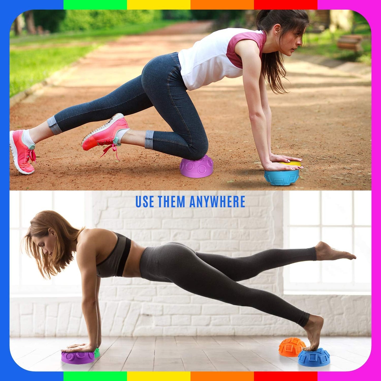 Yes4All Hedgehog Balance Pods - Core Body Balancing Exercise Set for Youth & Adults | 5 Pods with Hand Pump