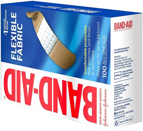 Johnson & Johnson Band-Aid Woven Adhesive Bandages - Tan, 1" x 3" | Box of 100