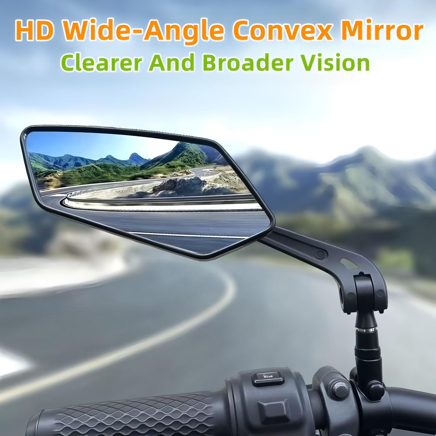Bike Mirrors,2 Pack-Ebike Mirror,360° Adjustable and Rotatable Handlebar Mirrors,Scratch Resistant Glass Lens, Mountai Bikes,Scooter, E-bikes,Road Bikes,Bicycle Universal Fit Accessories